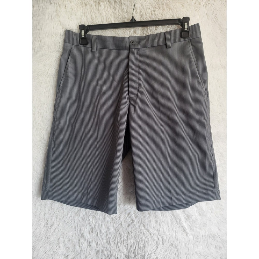 Nike Golf Chino Shorts Men's Size 33 Gray Stripe Flat Front Stretch